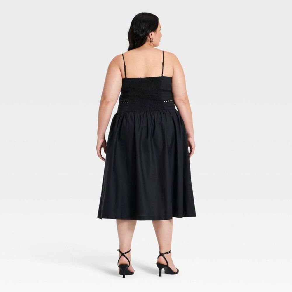 Women's Lace Trim Midi Dress - A New Day Black 3X - Picture 2 of 4